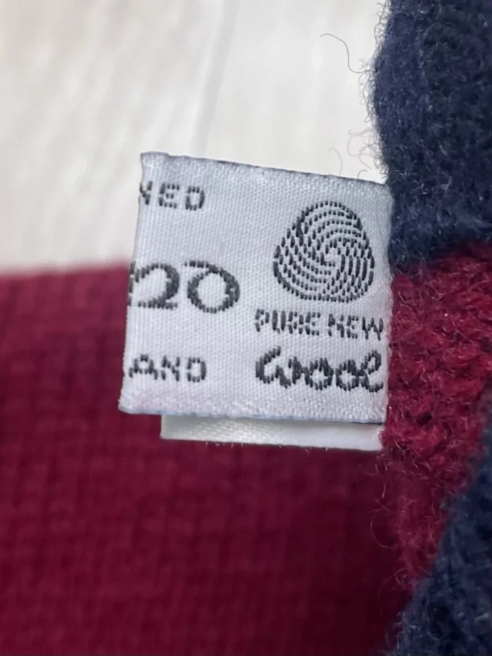VTG OLD SCHOOL Bespoke Mens XL Wool Maroon/Navy Stripe Pullover SWEATER Grandpa